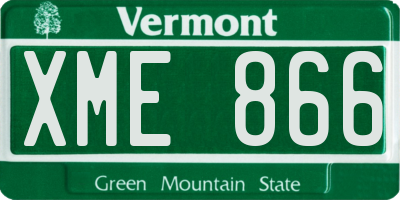 VT license plate XME866