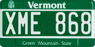 VT license plate XME868