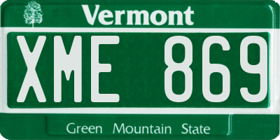 VT license plate XME869
