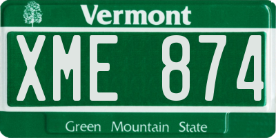 VT license plate XME874