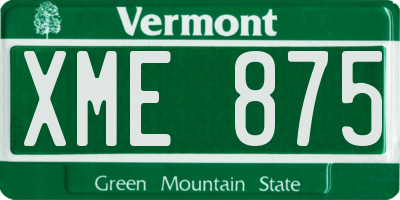 VT license plate XME875