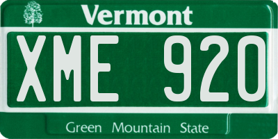 VT license plate XME920
