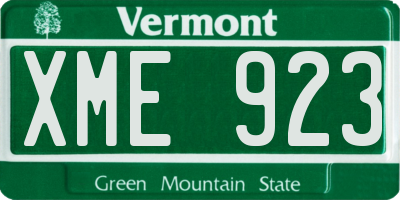 VT license plate XME923
