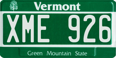 VT license plate XME926