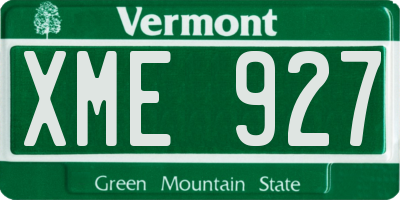 VT license plate XME927