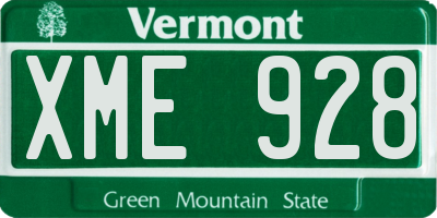 VT license plate XME928