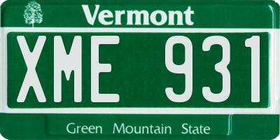 VT license plate XME931