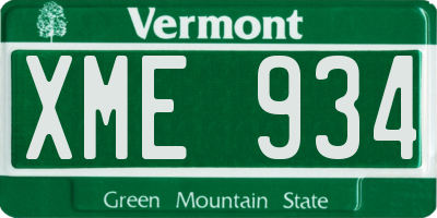 VT license plate XME934