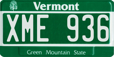 VT license plate XME936
