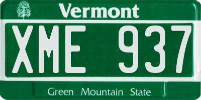 VT license plate XME937