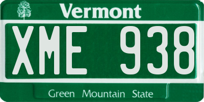 VT license plate XME938