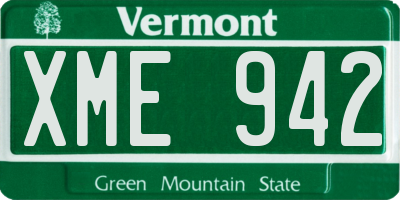 VT license plate XME942