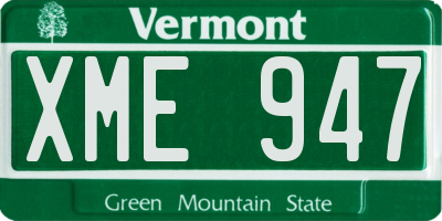 VT license plate XME947