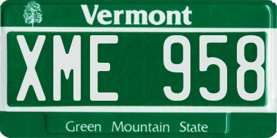VT license plate XME958