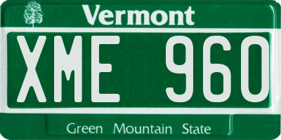 VT license plate XME960