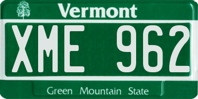 VT license plate XME962