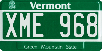 VT license plate XME968