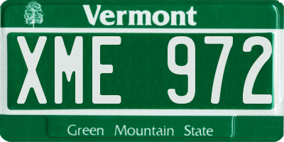 VT license plate XME972