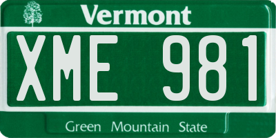VT license plate XME981