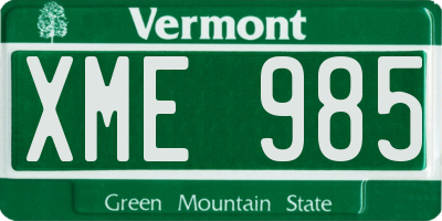 VT license plate XME985