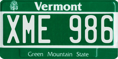 VT license plate XME986