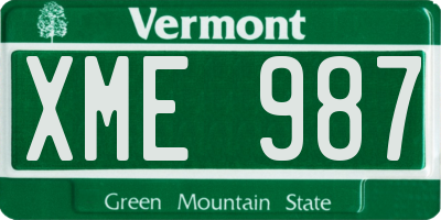 VT license plate XME987