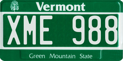 VT license plate XME988