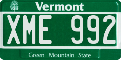 VT license plate XME992