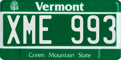 VT license plate XME993