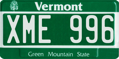 VT license plate XME996