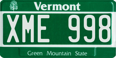 VT license plate XME998