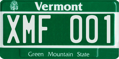 VT license plate XMF001