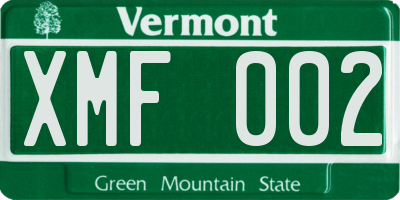 VT license plate XMF002