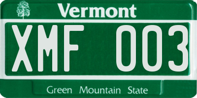 VT license plate XMF003