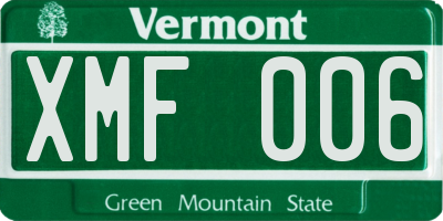 VT license plate XMF006