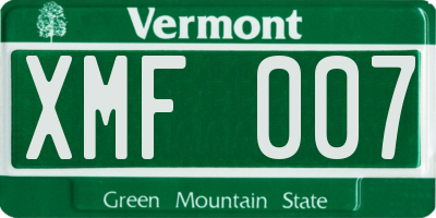 VT license plate XMF007