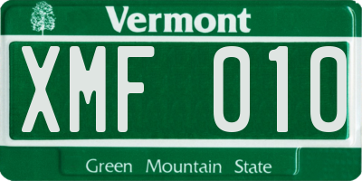 VT license plate XMF010