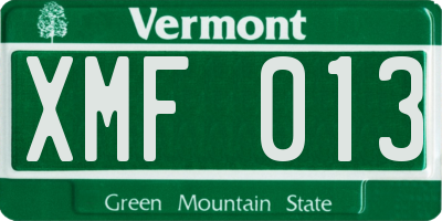 VT license plate XMF013
