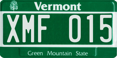 VT license plate XMF015