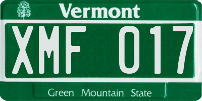 VT license plate XMF017