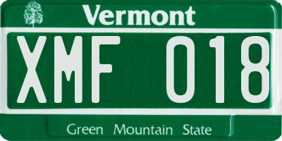 VT license plate XMF018