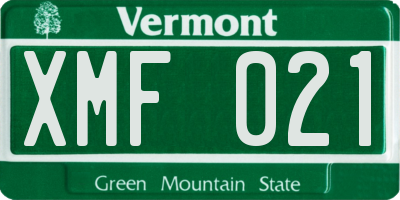 VT license plate XMF021