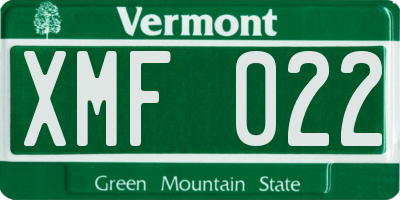 VT license plate XMF022