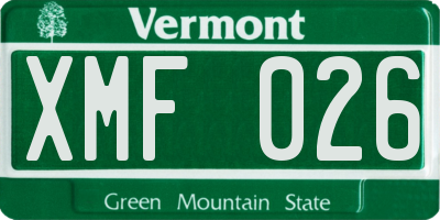 VT license plate XMF026