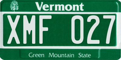 VT license plate XMF027