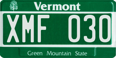 VT license plate XMF030