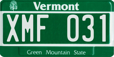 VT license plate XMF031