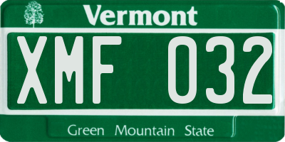 VT license plate XMF032