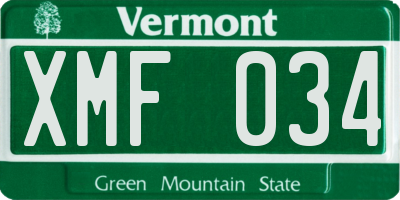VT license plate XMF034