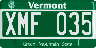 VT license plate XMF035